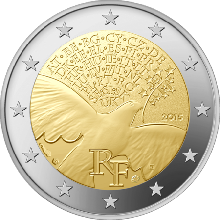 Монета 2 евро 2015 Мир в Европе (Франция)