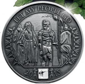 Серебряная монета с нано чипом "Моисей: Отпусти народ Мой!" 2015 Буркина Фасо 1000 франков