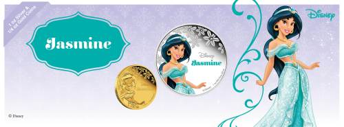 Серебряная монета Принцесса Жасмин серии Принцессы Диснея  2015 Монетный двор НОвой Зеландии